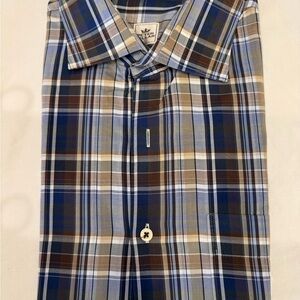 Peter Millar Blue and Brown Casual Button Down Shirt
